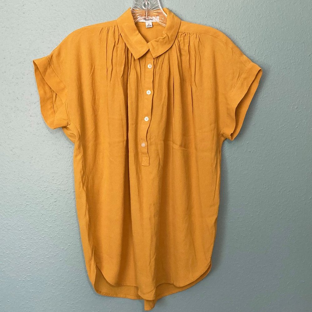 Madewell Central Drapey popover shirt in Tungsten Glow